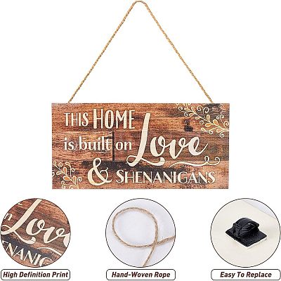 Natural Wood Hanging Wall Decorations for Front Door Home Decoration AJEW-FG0001-26-1