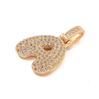 Brass Micro Pave Clear Cubic Zirconia Pendants KK-B099-01G-A-1
