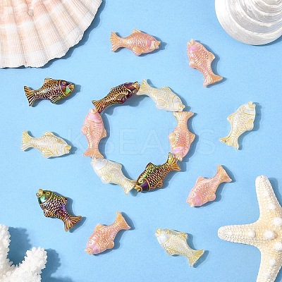 20Pcs Plating Opaque Acrylic Beads MACR-YW0004-12-1