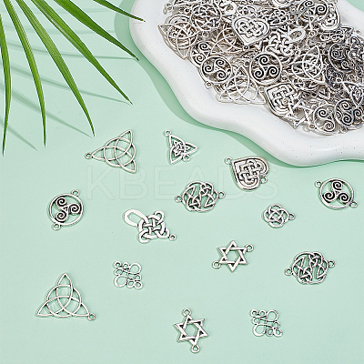 100Pcs 10 Styles Tibetan Style Connectors Charms TIBE-ME0001-05-1