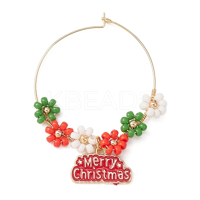 Christmas Theme Alloy Enamel Wine Glass Charms AJEW-JO00188-1