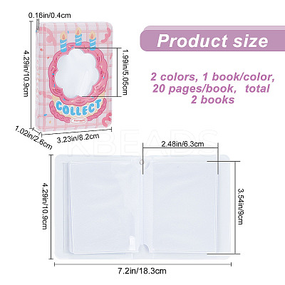 2 Books 2 Styles 3 Inch PVC Mini Photo Album with Flower Window AJEW-CP0005-37-1