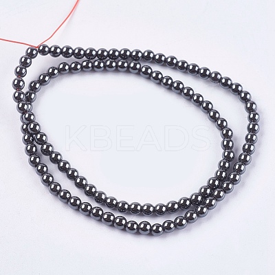 Non-magnetic Synthetic Hematite Bead Strands X-G-R193-19-4mm-1