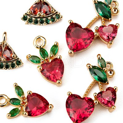6Pcs Brass Micro Pave Colorful Cubic Zirconia Pendants KK-LS0001-39-1