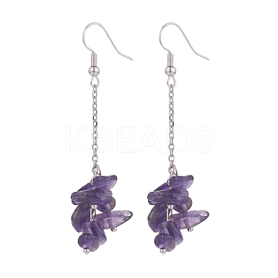 Natural Amethyst Chips Beaded Jewelry Set SJEW-JS01231-03-1