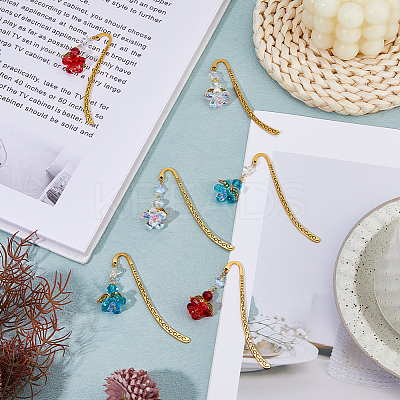 6Pcs 3 Colors Alloy Hook Bookmarks AJEW-HS00004-1
