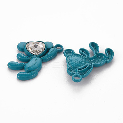 Spray Painted Alloy Rhinestone Pendants PALLOY-Q433-033A-RS-1