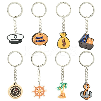 8Pcs 8 Styles Cartoon PVC Pendant Keychain KEYC-FS0001-07-1