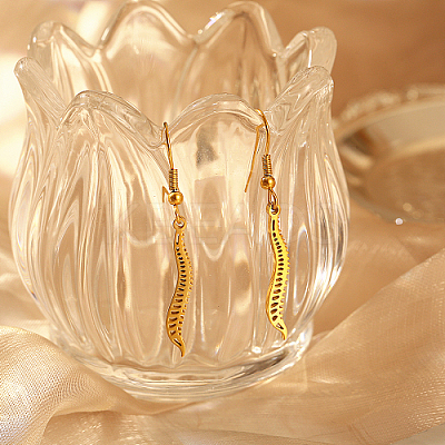 304 Stainless Steel Spine Dangle Earrings WC7930-2-1