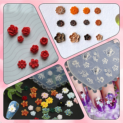 4Pcs 4 Styles Heart Silicone Carved Molds MRMJ-SC0001-48-1