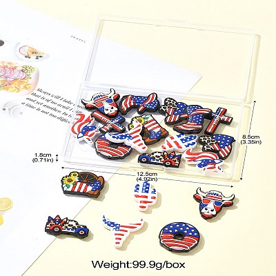 20Pcs 10 Styles Independence Day Silicone Focal Beads SIL-CJ0001-76-1
