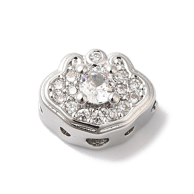 Brass Micro Pave Clear Cubic Zirconia Beads KK-G503-10P-1