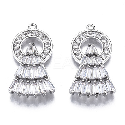 Brass Micro Pave Clear Cubic Zirconia Pendants ZIRC-S069-036P-1