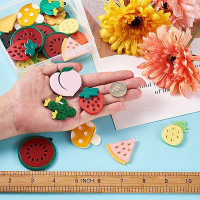 36Pcs 9 Style Cellulose Acetate(Resin) Pendants KY-CD0001-02-1