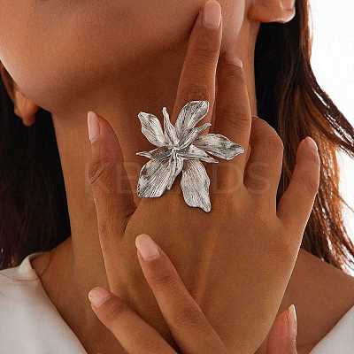 Flower Alloy Adjustable Rings for Women LS-RJEW-B108-01P-1