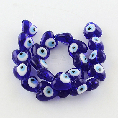Heart Evil Eye Lampwork Bead Strands LAMP-R119-01-1