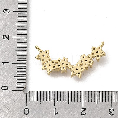 Brass Micro Pave Clear Cubic Zirconia 6 Flower Links Connector Charms KK-D431-072G-1