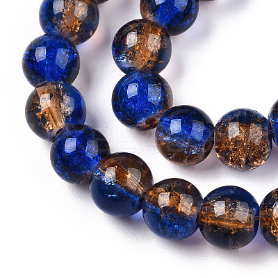 Two-Tone Crackle Baking Paint Transparent Glass Beads Strands X-CCG-T004-8mm-05-1