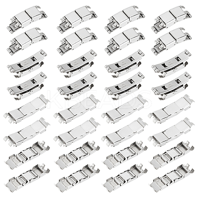 20 Sets 2 Styles Rectangle 201 Stainless Steel Watch Band Clasps STAS-DC0011-60-1