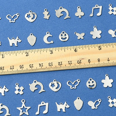 64Pcs 16 Styles Anti-Tarnish 201 Stainless Steel Charms STAS-FS0001-63-1