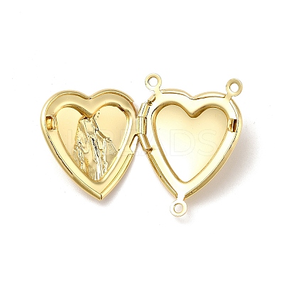 Religion Brass Heart with Virgin Locket Chandelier Component Links KK-K269-07G-RS-1