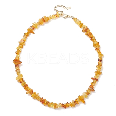 Natural Amber Chip Beaded Necklaces for Women NJEW-JN05871-1