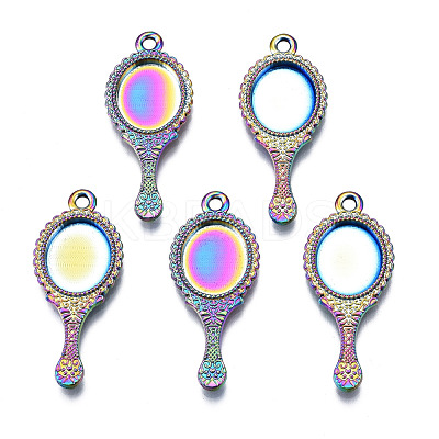 Rainbow Color Alloy Pendant Cabochon Settings PALLOY-N163-140-NR-1