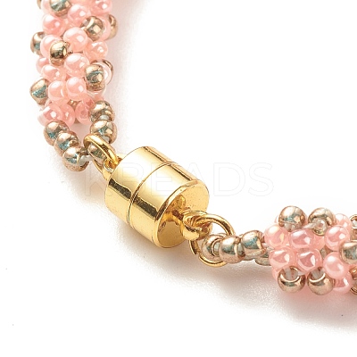 Glass Seed Beaded Bracelet with Brass Magnetic Clasps BJEW-JB07801-04-1