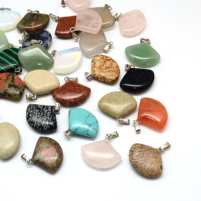 Fan Natural & Synthetic Mixed Stone Pendants G-Q358-M-1