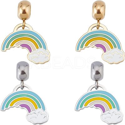 4Pcs 2 Colors 304 Stainless Steel European Dangle Charms STAS-UN0034-28-1