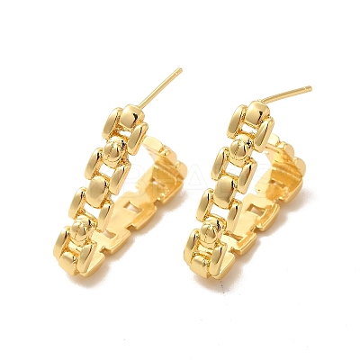 Rack Plating Brass Triangle Stud Earrings for Women EJEW-F308-07G-1