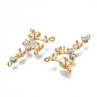 Brass Micro Pave Clear Cubic Zirconia Peg Bails Chandelier Component Links KK-S356-328-NF-1