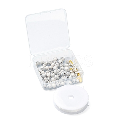 96Pcs Synthetic Howlite Round Beads Kit for DIY Jewelry Making DIY-FS0002-02-1