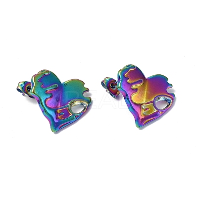 Ion Plating(IP) 304 Stainless Steel Heart Stud Earrings for Women EJEW-F300-03MC-1