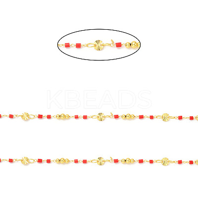 Brass Handmade Beaded Chains CHC-P011-B03-G-1