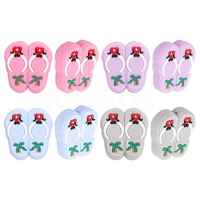 8Pcs 4 Colors Food Grade Eco-Friendly Silicone Focal Beads SIL-CA0002-16-1