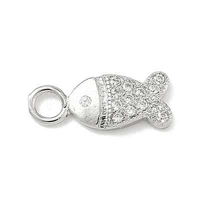 Brass Micro Pave Clear Cubic Zirconia Charms KK-H528-04A-P-1