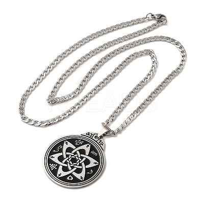 Witch Knot 201 Stainless Steel Enamel Pendant Necklaces NJEW-D066-03P-1