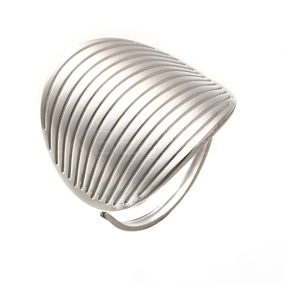 Oval 304 Stainless Steel Cuff Rings for Women LS-RJEW-G339-01P-1
