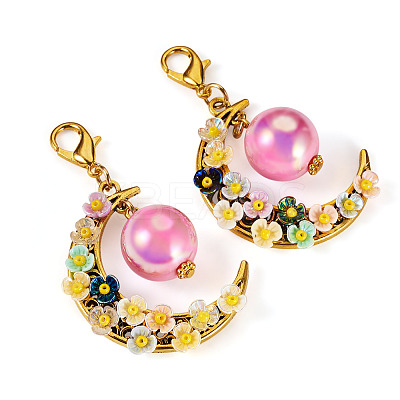 2Pcs Alloy & Resin & Acrylic Pendant Decorations HJEW-TAC0111-1