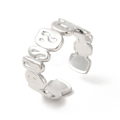 Non-Tarnish 304 Stainless Steel Twist Oval Open Cuff Ring for Women RJEW-E063-27P-1