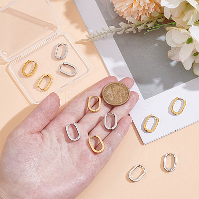 6 Pairs 2 Colors 304 Stainless Steel Huggie Hoop Earrings EJEW-UN0003-11-1