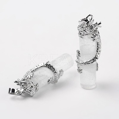 Tube Natural Crystal Pendants G-L455-H11-1
