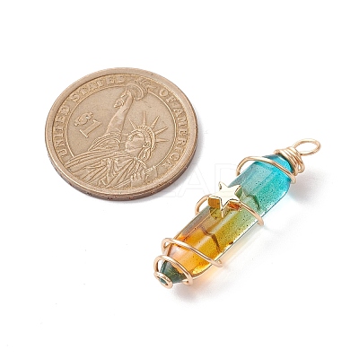 2Pcs 2 Style Two Tone Glass Double Terminated Point Beads Pendants Set PALLOY-JF02538-01-1