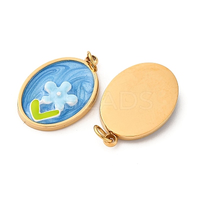 304 Stainless Steel Enamel Pendants STAS-U061-43G-02-1