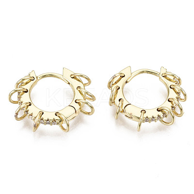 Brass Micro Pave Clear Cubic Zirconia Huggie Hoop Earrings EJEW-N015-05-NF-1
