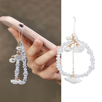 1Pc Crystal Flower Charm Moblie Straps AJEW-LP0001-13-1