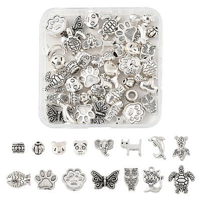 45Pcs 15 Styles Tibetan Style Alloy Beads FIND-YW0006-32-1
