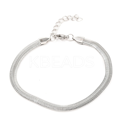 Tarnish Resistant Unisex 304 Stainless Steel Herringbone Chain Bracelets BJEW-H541-01A-P-1