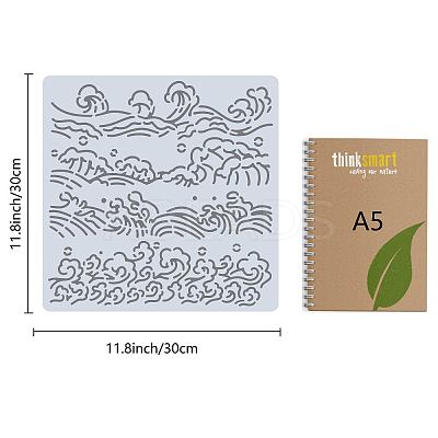 Wave PET Plastic Hollow Out Drawing Painting Stencils Templates DIY-WH0244-280-1